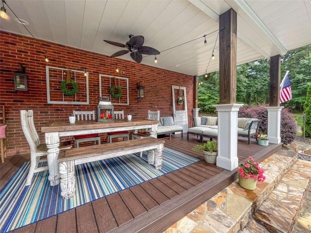3 Westridge Pl, Rome, GA 30165 - wooden deck featuring an outdoor living space and ceiling fan