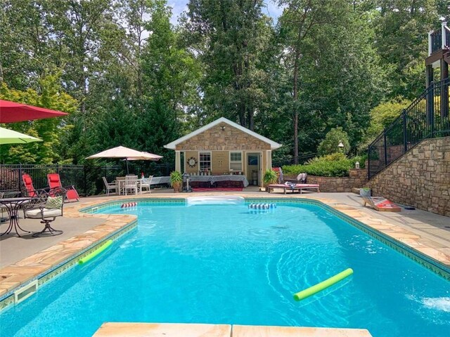 3 Westridge Pl, Rome, GA 30165 - view of swimming pool with an outdoor structure and a patio