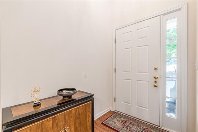 foyer with wood-type flooring