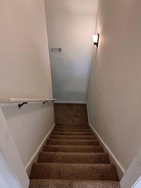 stairway with carpet flooring