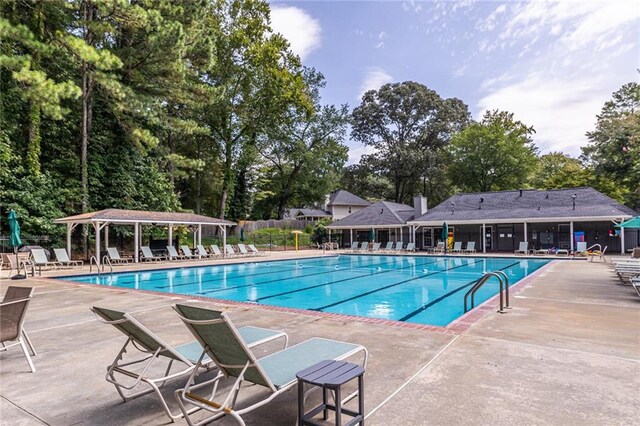 view of pool featuring a patio area