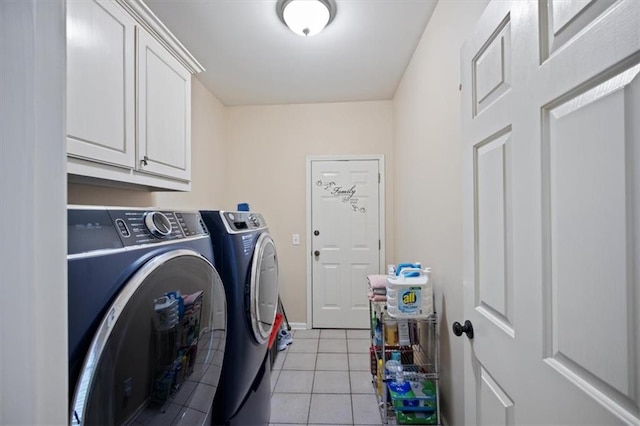 385 Guildhall Grv, Johns Creek, GA 30022 - clothes washing area featuring washing machine and dryer, cabinet space, light tile patterned floors, and baseboards
