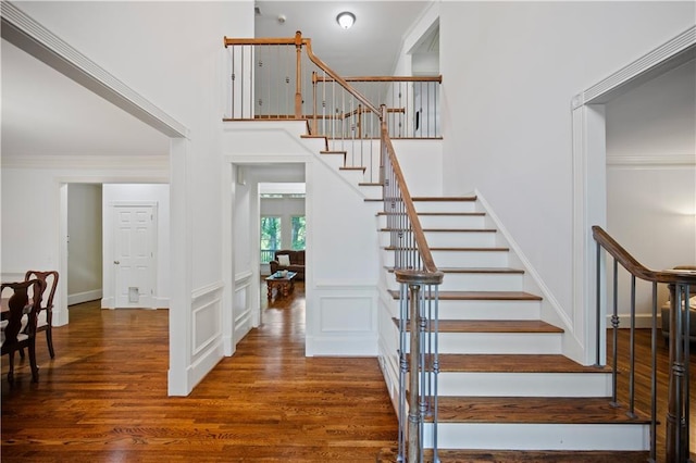 385 Guildhall Grv, Johns Creek, GA 30022 - staircase featuring wood finished floors