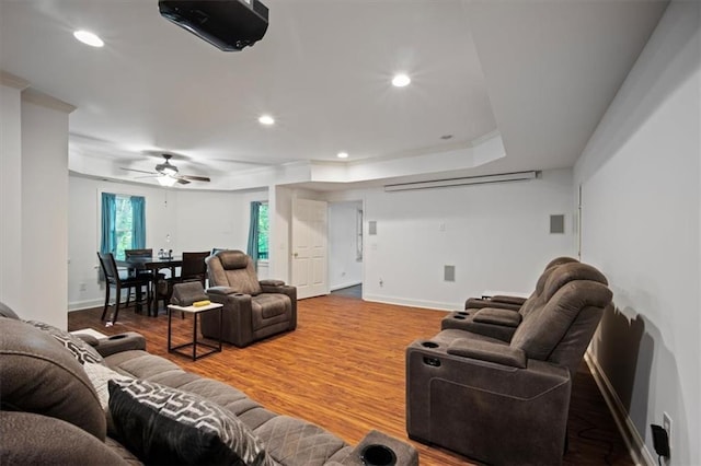 385 Guildhall Grv, Johns Creek, GA 30022 - living room with baseboards, wood finished floors, recessed lighting, and ceiling fan