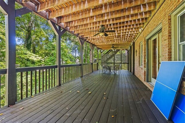 385 Guildhall Grv, Johns Creek, GA 30022 - wooden terrace with ceiling fan