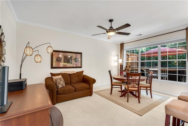 3733 Chattahoochee Summit Dr SE Unit 7, Atlanta, GA 30339 - carpeted living area featuring ceiling fan and ornamental molding