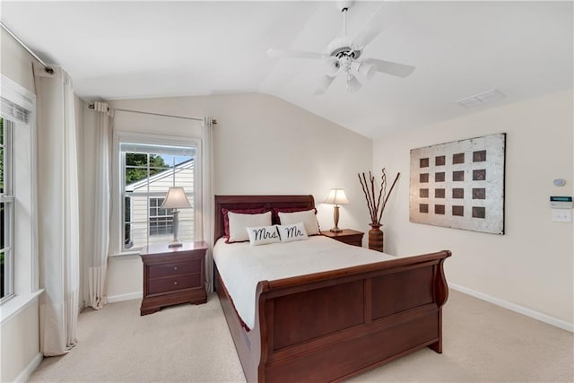 3733 Chattahoochee Summit Dr SE Unit 7, Atlanta, GA 30339 - bedroom with lofted ceiling, light colored carpet, and a ceiling fan