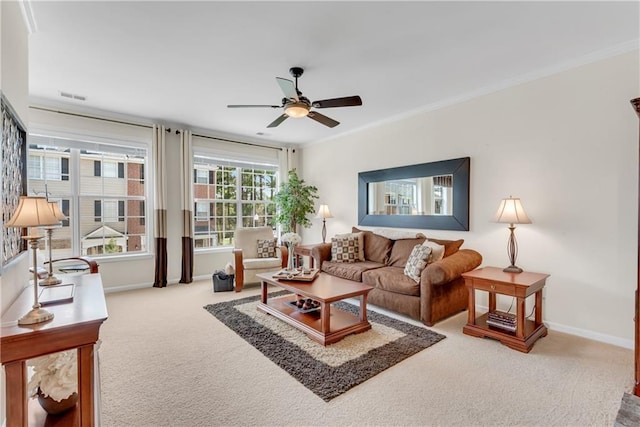 3733 Chattahoochee Summit Dr SE Unit 7, Atlanta, GA 30339 - living area featuring carpet flooring, ceiling fan, and crown molding