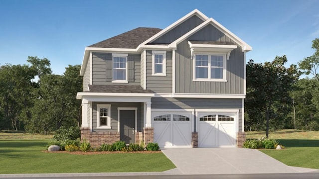 1924 Logan Ln SE, Conyers, GA 30094 - craftsman inspired home with brick siding, a garage, a front lawn, and board and batten siding