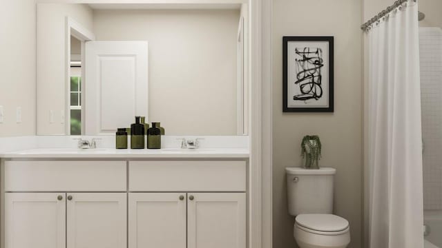 1924 Logan Ln SE, Conyers, GA 30094 - full bathroom featuring double vanity and shower / bath combination with curtain