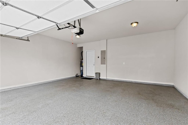 5116 Chastain Way, Gainesville, GA 30507 - garage with electric panel, a garage door opener, water heater, and baseboards