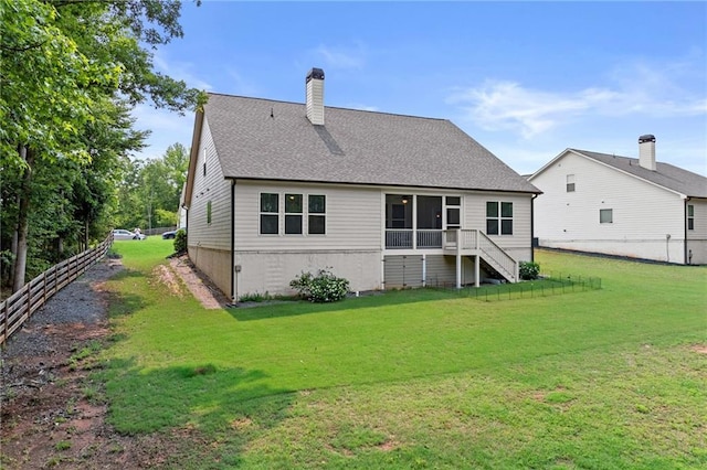 5116 Chastain Way, Gainesville, GA 30507 - back of property featuring a chimney, roof with shingles, and stairway