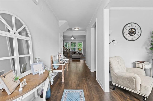 5116 Chastain Way, Gainesville, GA 30507 - corridor with ornamental molding, wood finished floors, and baseboards