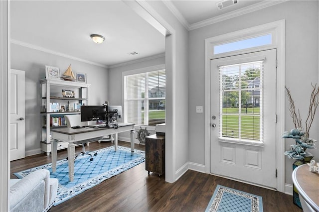 5116 Chastain Way, Gainesville, GA 30507 - office with dark wood finished floors, crown molding, and baseboards