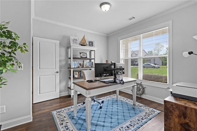 5116 Chastain Way, Gainesville, GA 30507 - home office with ornamental molding, wood finished floors, and baseboards