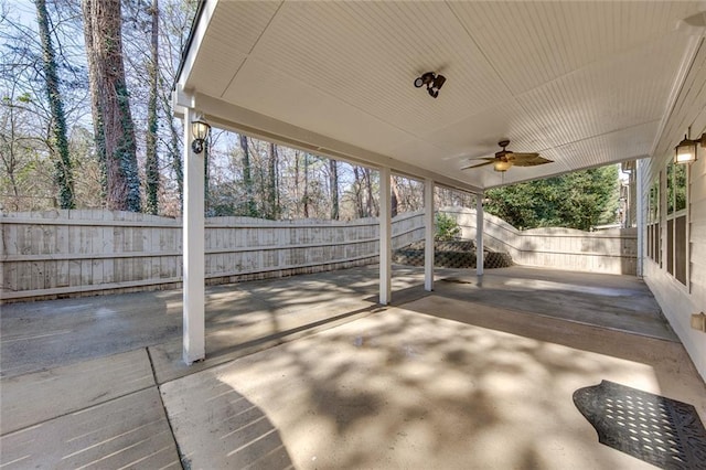 view of patio / terrace featuring ceiling fan