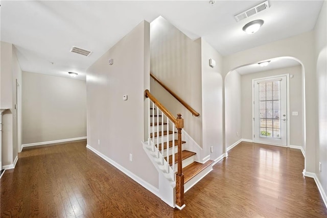 interior space featuring dark wood-type flooring