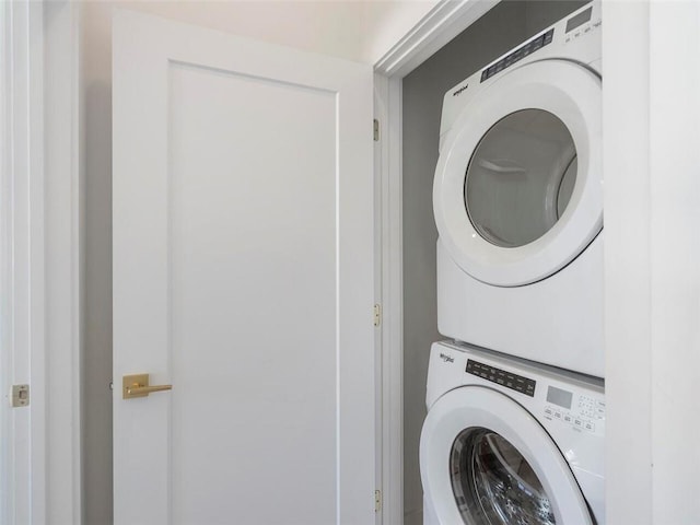 675 Drewry St NE Unit 205, Atlanta, GA 30306 - washroom with stacked washer / drying machine