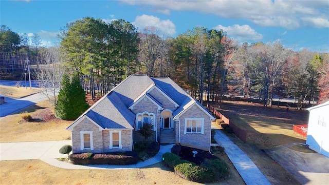 view of front of home featuring stone siding