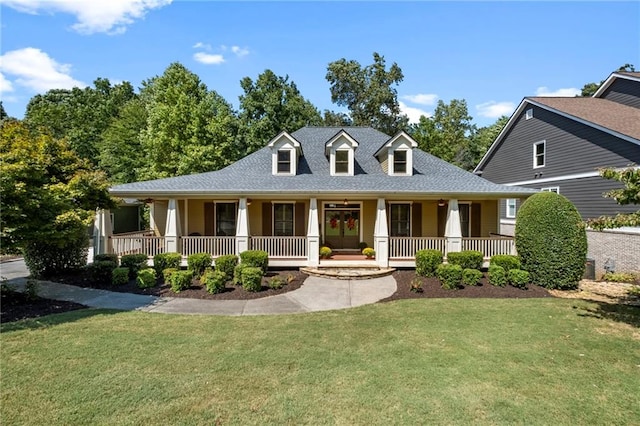 view of front of property with a front lawn