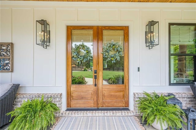 6301 New Bethany Rd, Buford, GA 30518 - doorway to property featuring covered porch and french doors