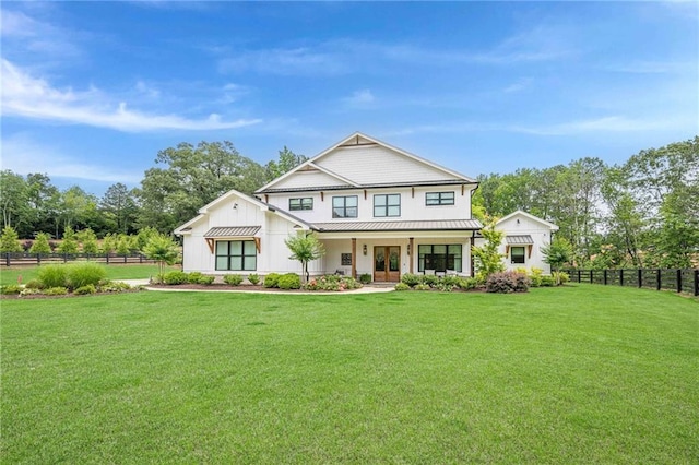 6301 New Bethany Rd, Buford, GA 30518 - modern farmhouse with board and batten siding, covered porch, and a standing seam roof