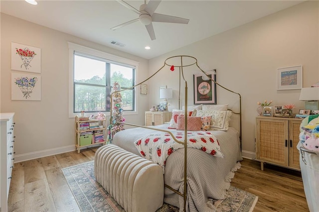 6301 New Bethany Rd, Buford, GA 30518 - bedroom featuring wood finished floors, baseboards, recessed lighting, and a ceiling fan