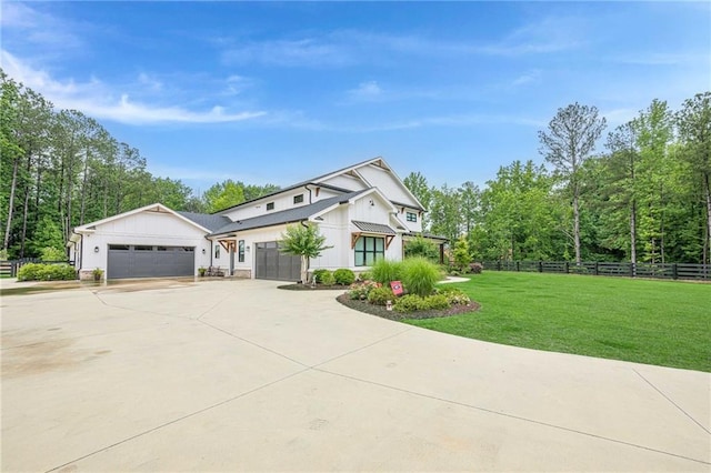 6301 New Bethany Rd, Buford, GA 30518 - modern farmhouse featuring board and batten siding, concrete driveway, and a garage