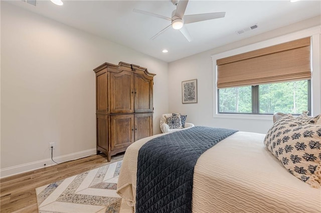 6301 New Bethany Rd, Buford, GA 30518 - bedroom featuring light wood-style flooring, recessed lighting, baseboards, and a ceiling fan