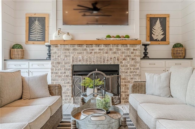 6301 New Bethany Rd, Buford, GA 30518 - living room featuring a fireplace