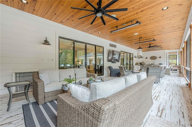 6301 New Bethany Rd, Buford, GA 30518 - wooden terrace with an outdoor hangout area and a ceiling fan