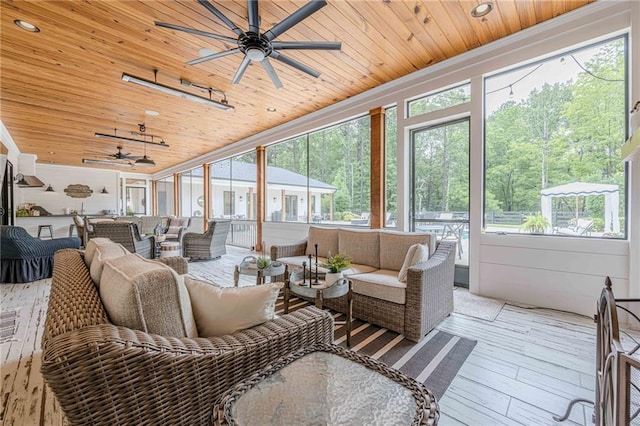 6301 New Bethany Rd, Buford, GA 30518 - sunroom / solarium featuring a ceiling fan and outdoor lounge area