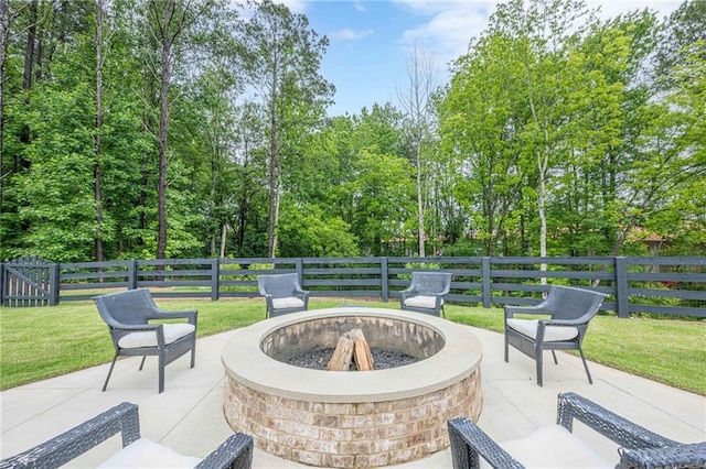 6301 New Bethany Rd, Buford, GA 30518 - view of patio with an outdoor fire pit