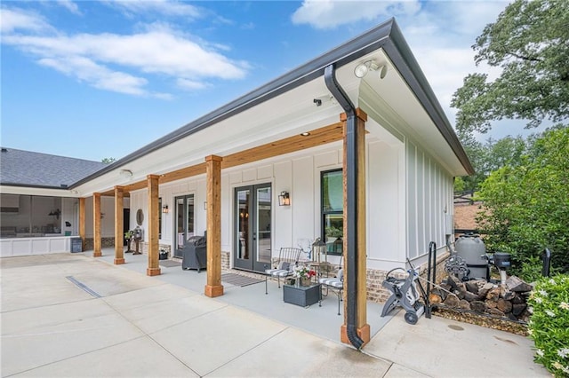 6301 New Bethany Rd, Buford, GA 30518 - rear view of house featuring board and batten siding and a porch