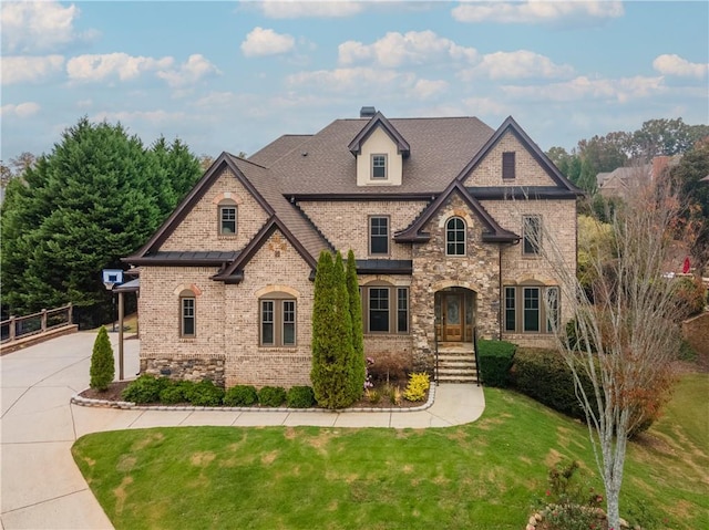 view of front of house with a front lawn