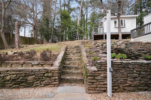 view of yard with a deck