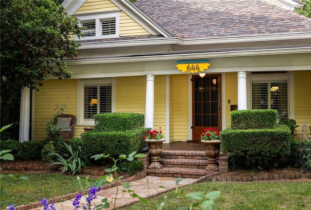 entrance to property with a porch