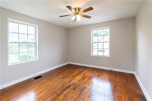 2656 Northview Ave, Decatur, GA 30032 - spare room featuring a ceiling fan, baseboards, dark wood finished floors, and visible vents