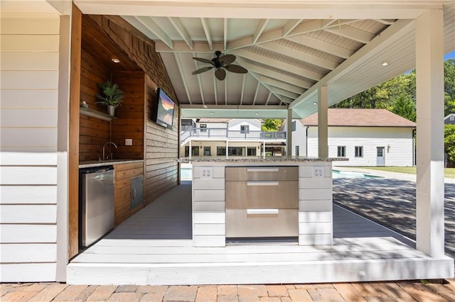 view of patio / terrace featuring ceiling fan
