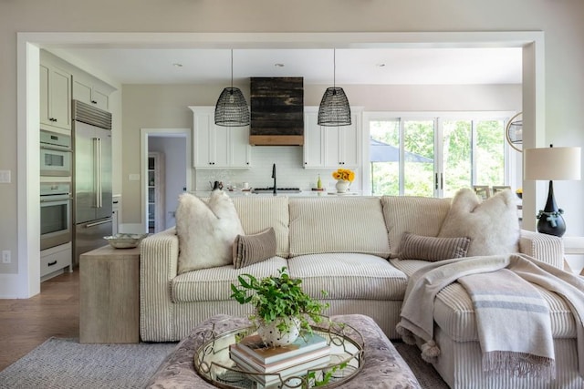living area with wood finished floors