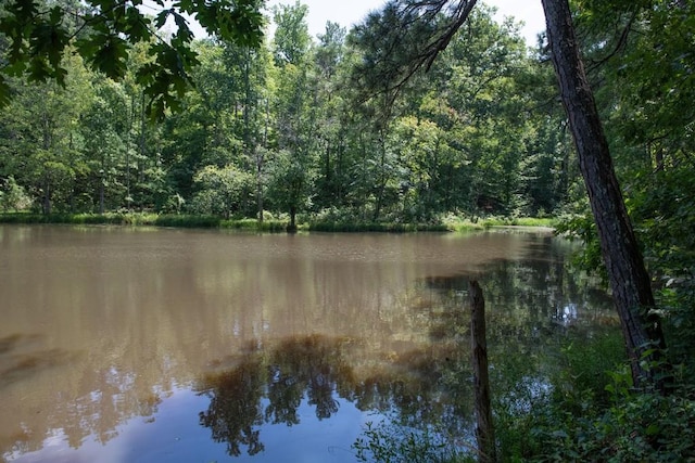 property view of water featuring a forest view