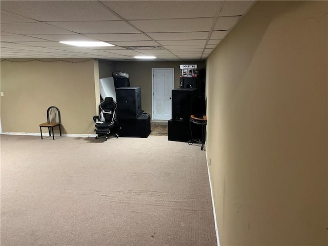 1159 Aurora Ct, Atlanta, GA 30338 - finished below grade area featuring a paneled ceiling and carpet floors