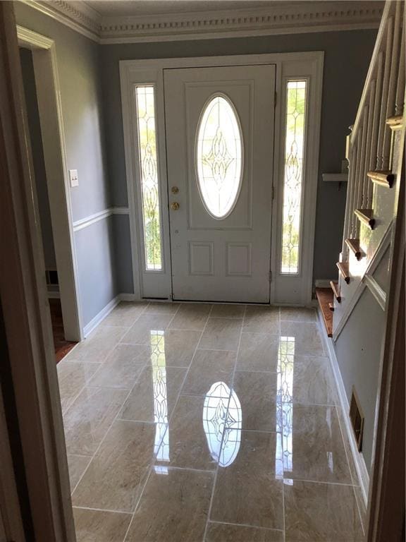 1159 Aurora Ct, Atlanta, GA 30338 - foyer entrance with stairs and baseboards