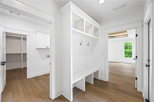 3601 Perry Smith Rd, Monroe, GA 30656 - mudroom with baseboards, light wood-style flooring, and visible vents