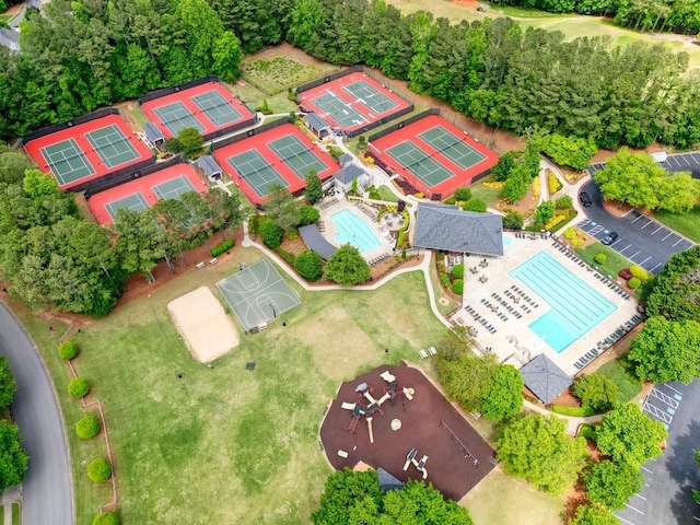 921 Laurel Crest Dr, Woodstock, GA 30189 - drone / aerial view of a pool area