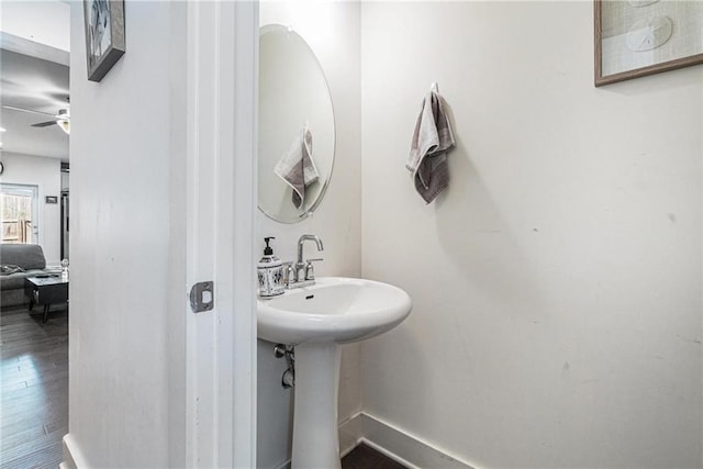 160 Auburn Gate Ln, Auburn, GA 30011 - bathroom featuring wood finished floors and ceiling fan