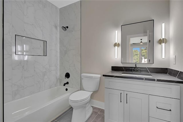 454 Connally St SE, Atlanta, GA 30312 - full bath featuring vanity, shower / bath combination, a ceiling fan, and tile patterned flooring