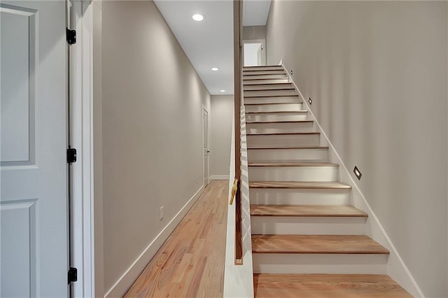 454 Connally St SE, Atlanta, GA 30312 - staircase with wood finished floors and recessed lighting