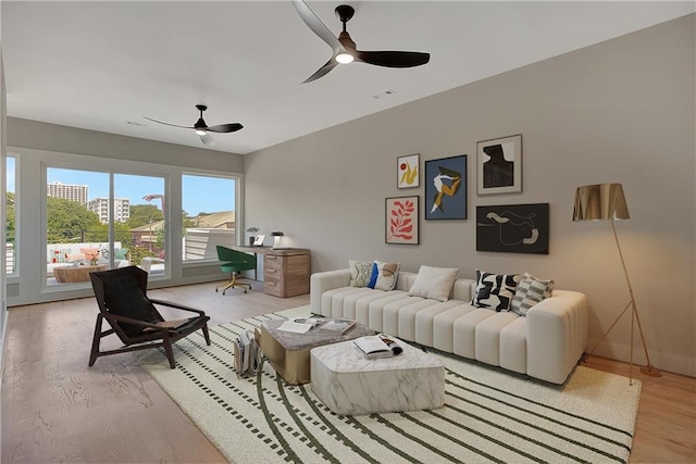 454 Connally St SE, Atlanta, GA 30312 - living area with ceiling fan and light wood-style floors