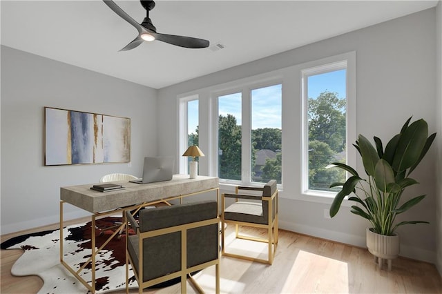 454 Connally St SE, Atlanta, GA 30312 - home office with wood finished floors and a ceiling fan